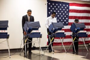 President Barack Obama casts his ballot.