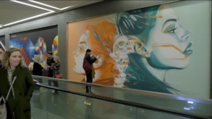 Some of the works on display at the Grey Area exhibition, held in Point Square Dublin.