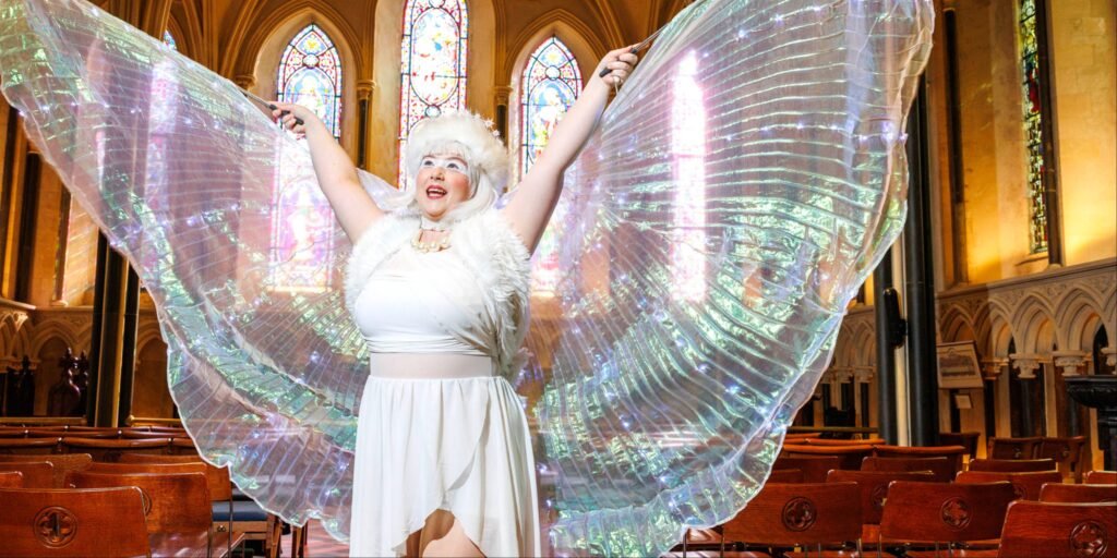 Performer HannahHoops pictured at St. Patrick’s Cathedral for the programme launch of the ‘Culture Date with Dublin 8’ Festival. Image: Marc O'Sullivan